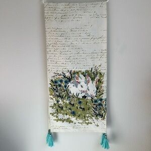 Cynthia Rowley Easter Bunny Embroidered Wildflower Table Runner with Tassels